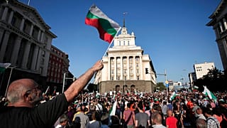 Tüntetés Szófiában Deljan Pejevszki kinevezése ellen a Nemzetbiztonsági Ügynökség élére, 2013.