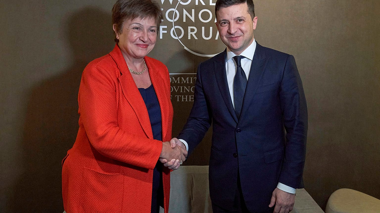 IMF Başkanı Kristalina Georgieva ve Ukrayna Cumhurbaşkanı Volodimir Zelenskiy