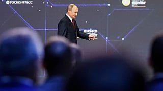 Russian President Vladimir Putin attends the St. Petersburg International Economic Forum in St. Petersburg, Russia, Friday, June 4, 2021.