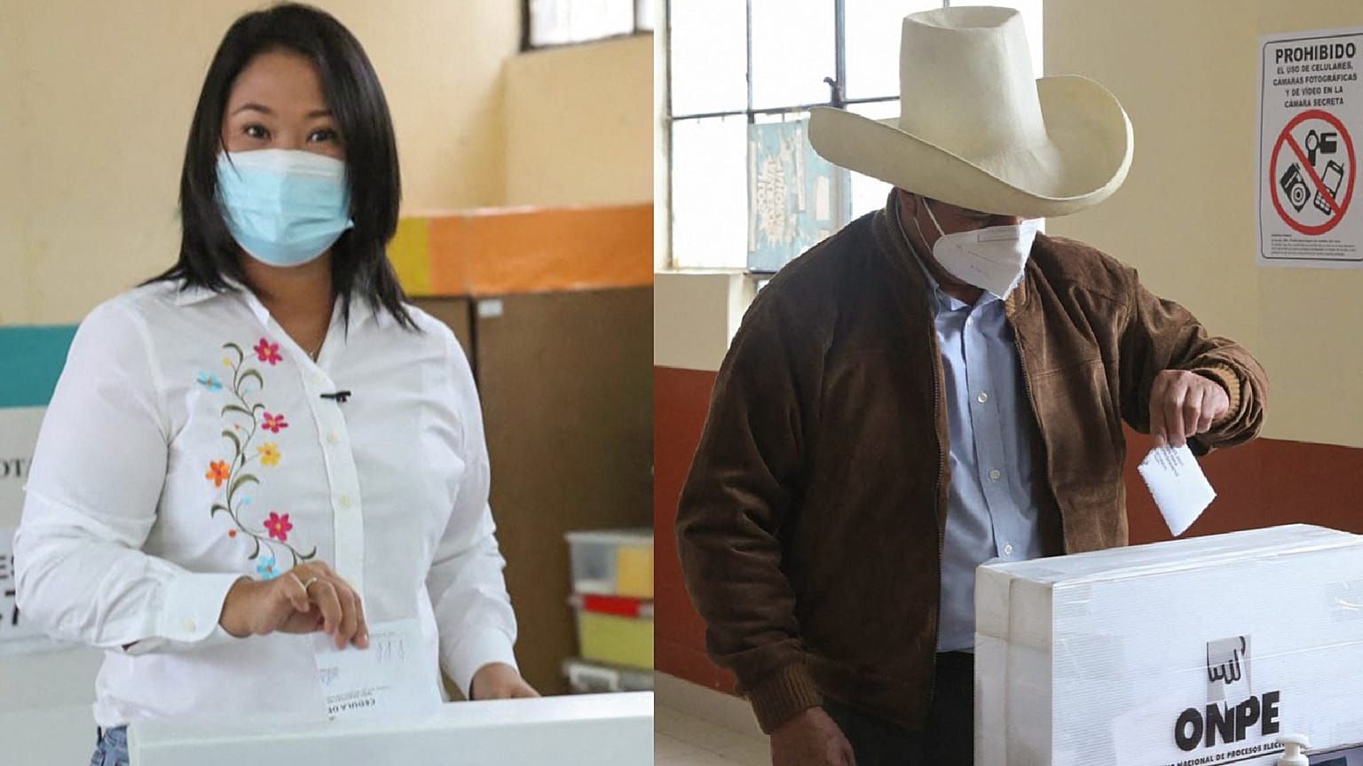 Keiko Fujimori et Pedro Castillo, les deux candidats à la présidentielle au Pérou, 6 juin 2021 