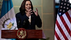 La vicepresidenta de EEUU, Kamala Harris, durante la rueda de prensa que ofreció junto al presidente de Guatemala, Alejandro Giammattei