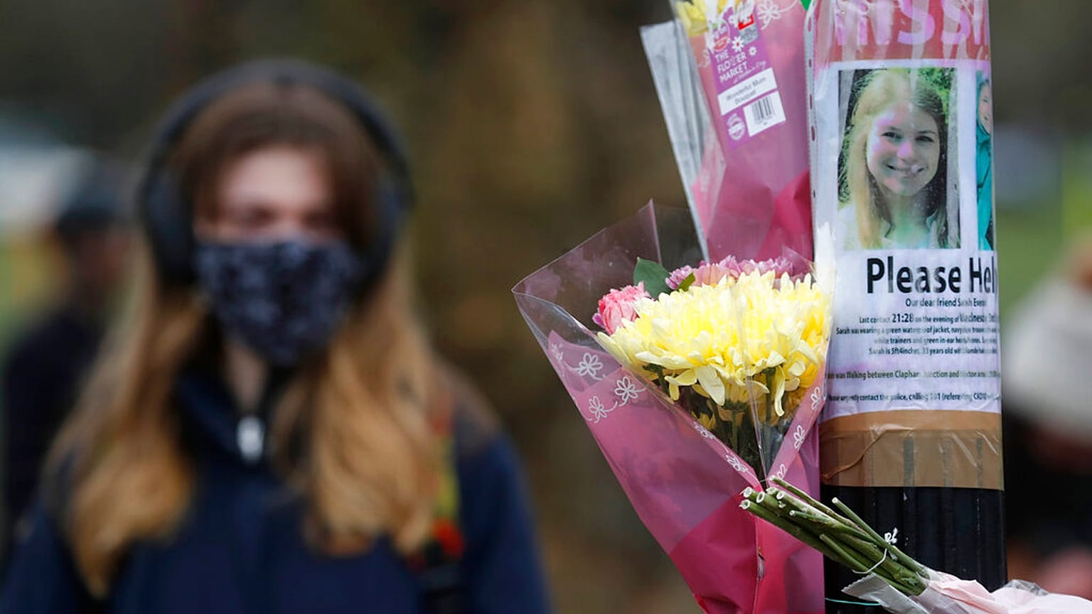 Floral tributes for Sarah Everard in Clapham, London after the 33-year-old's body was found in Kent on March 10