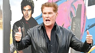 US-Schauspieler David Hasselhoff an der East Side Gallery in Berlin, 17.09.2019