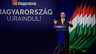 Orbán Viktor a Világgazdaság üzleti napilap Magyarország újraindításáról szervezett konferenciáján a Budapest Kongresszusi Központ 2021. június 9-én. 