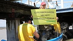 Udvaros Dorottya a Greenpeace akcióján a Fertő-tónál