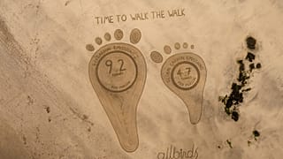 Footprints showing difference in carbon emissions, by One Man and his Rake