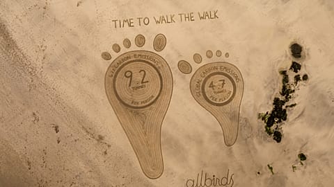 Footprints showing difference in carbon emissions, by One Man and his Rake