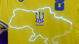 Photo from President of Ukrainian Association of Football Andrii Pavel Pavelko via Facebook, shows the Ukrainian national football team jersey June 7, 2021