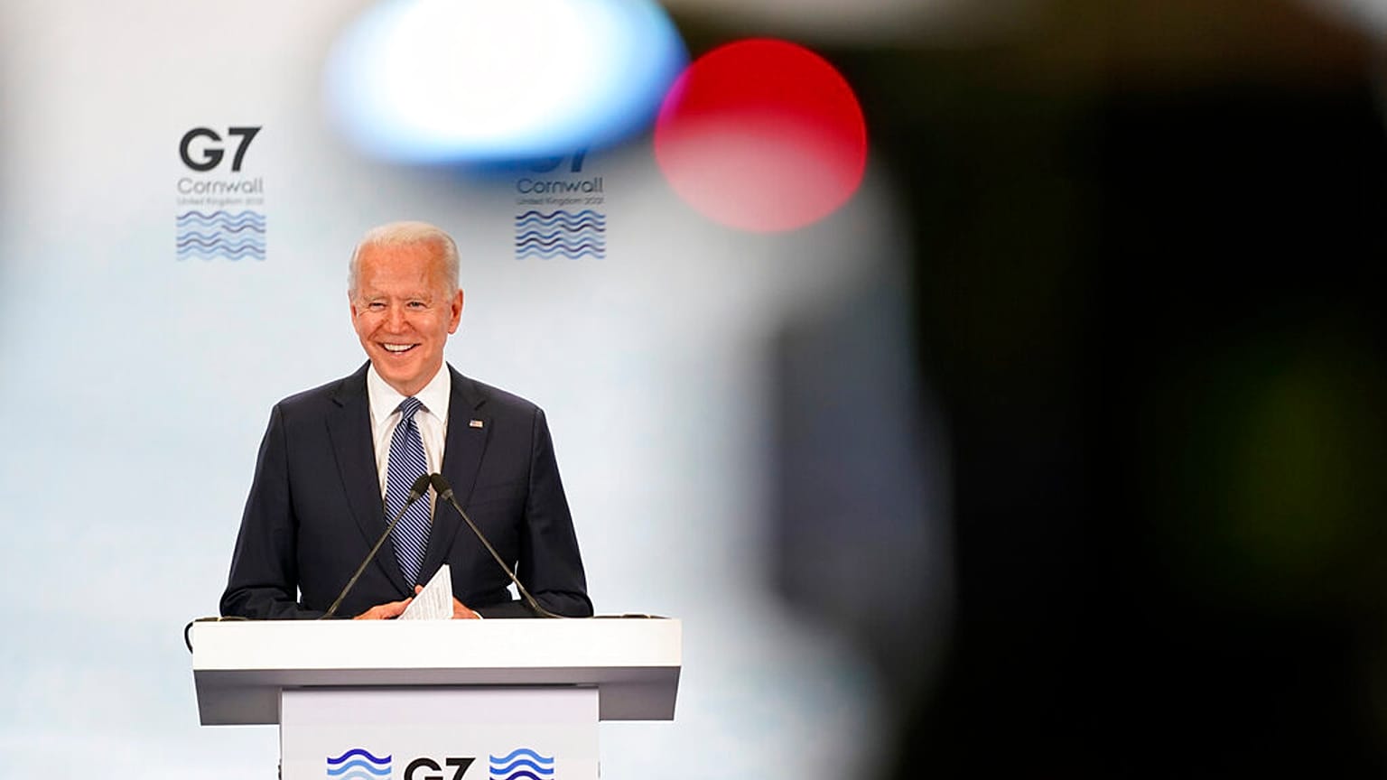 El presidente de EEUU Joe Biden durante una comparecencia en el G7.