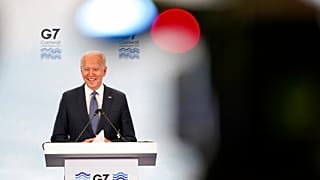 El presidente de EEUU Joe Biden durante una comparecencia en el G7.