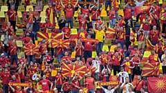 North Macedonia's supporters pictured at the National Arena stadium in Bucharest.