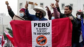 Manifestación de simpatizantes de Pedro Castillo en Lima, el 12 de junio de 2021