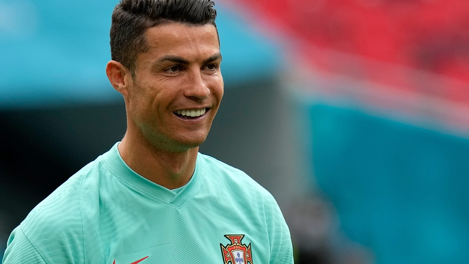 Portugal's Cristiano Ronaldo during a team training session at the Ferenc Puskas stadium in Budapest, June 14, 2021.