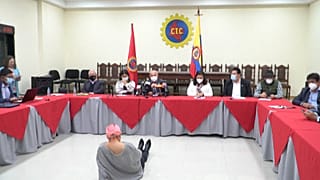 El Comité Nacional del Paro, durante su anuncio de cese de movilizaciones