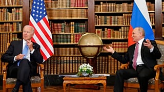US President Joe Biden and Russia's President Vladimir Putin meet at the 'Villa la Grange' in Geneva on June 16, 2021.