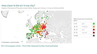 A városi levegő minőségét jelző térkép