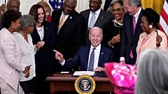 President Joe Biden after signing the Juneteenth National Independence Day Act, in the East Room of the White House, June 17, 2021, in Washington. 