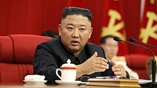 North Korean leader Kim Jong Un speaks during a Workers' Party meeting in Pyongyang, North Korea, June 17, 2021. 
