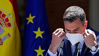 El presidente Pedro Sánchez durante una comparecencia en la Moncloa en mayo