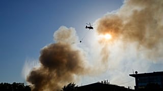 A huge fire broke out at a Moscow fireworks depot on Saturday.