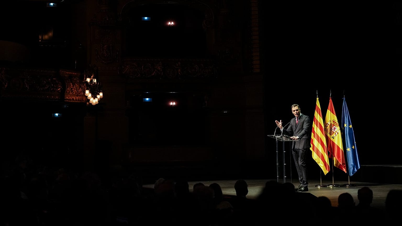 Spain's prime minister Pedro Sanchez said nine Catalans will be pardoned in a speech at the Gran Teatre del Liceu in Barcelona, Spain, Monday, June 21, 2021