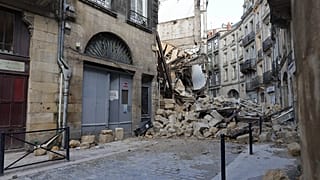 Rubble after a building collapsed in Bordeaux