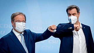 Armin Laschet und Markus Söder in Berlin beim Vorstellen des Wahlprogramms von CDU und CSU