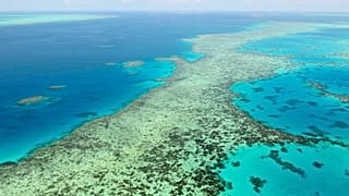This aerial photos shows the Great Barrier Reef in Australia on Dec. 2, 2017.