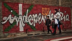 The word "Independence" painted in Basque on a wall in the small northern Spanish town of Alsasua.