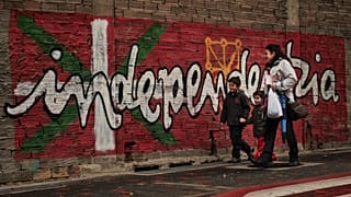 The word "Independence" painted in Basque on a wall in the small northern Spanish town of Alsasua.