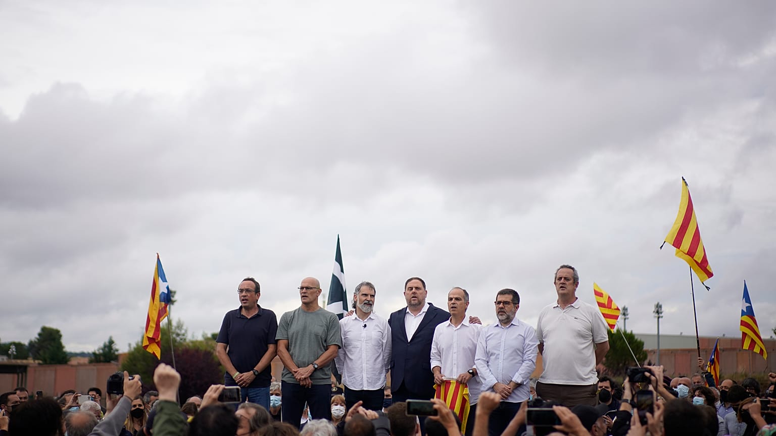 Los líderes del proceso independentista en Cataluña a su salida de a cárcel