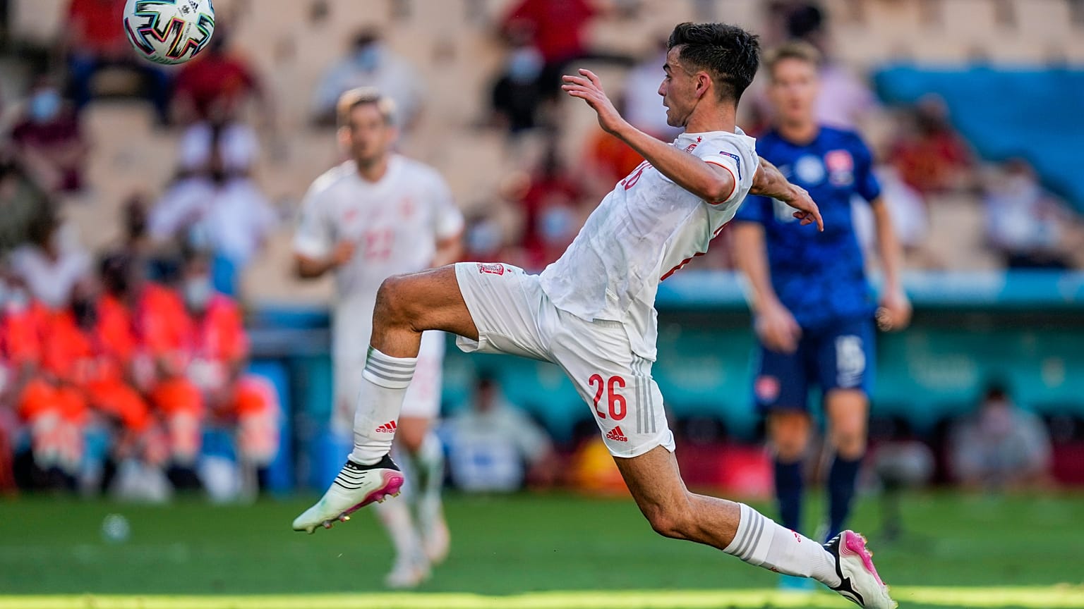 Pedri, jugador de España, en el partido contra Eslovaquia
