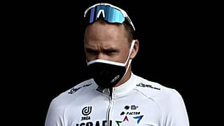 Christopher Froome, lors de la présentation de son équipe "Israel Start-Up Nation", le 24 juin 2021 à Brest deux jours avant le départ du Tour de France