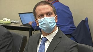 Derek Chauvin, lors d'une audience de son procès, le 20 avril 2021 à Minneapolis