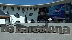Der Eingang zum Messegelände in Barcelona