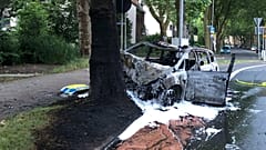 Police shared a photo showing the destroyed police car against a tree in Bochum.