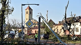 Zerstörungen im Ort Moravská Nová Ves