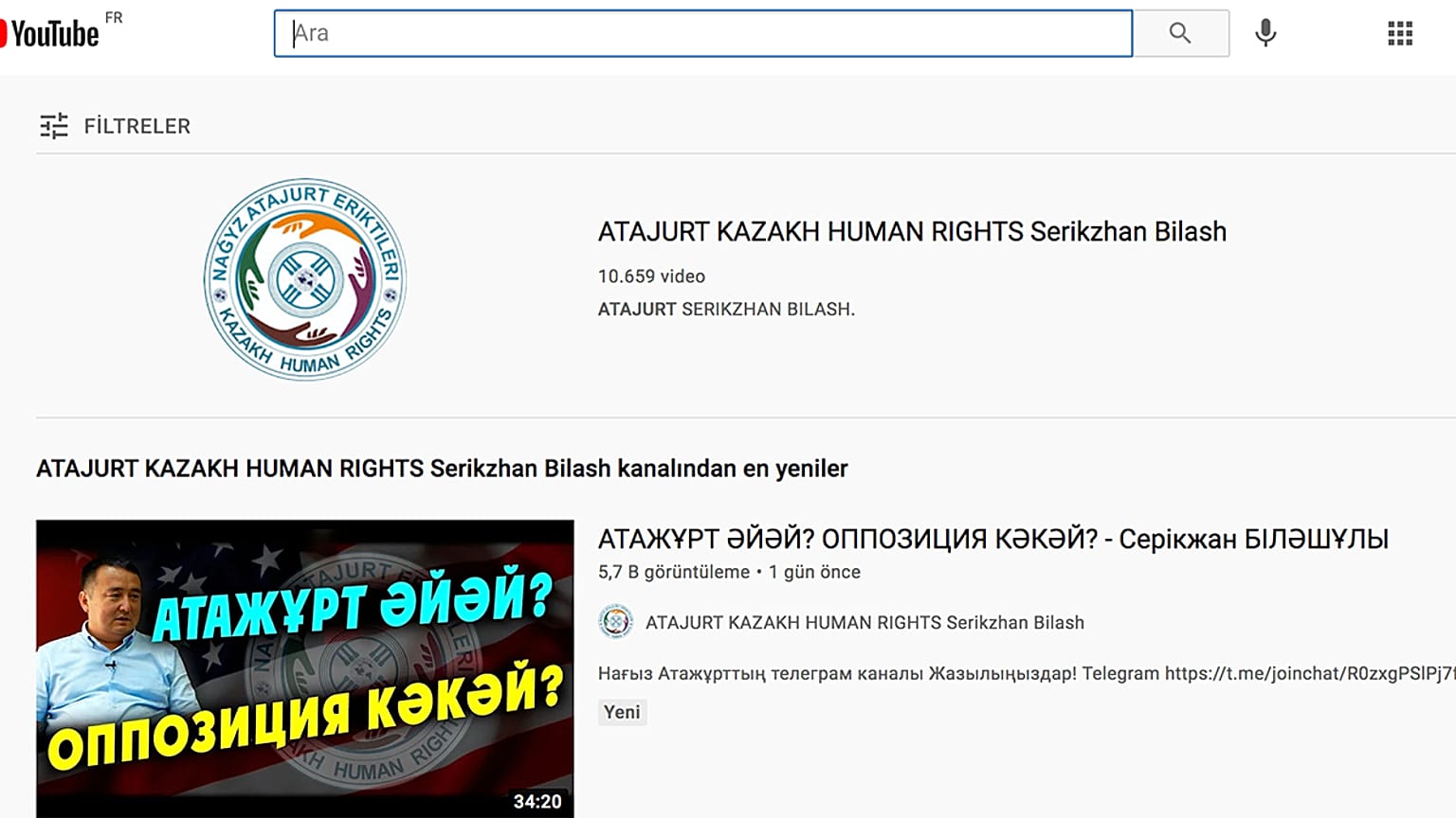 Atajurt'un YouTube kanalı 