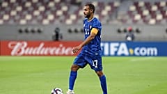 بدر المطوع  خلال مباراة التصفيات المؤهلة لكأس العرب 2021 بين البحرين والكويت على استاد خليفة الدولي في الدوحة.