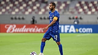 بدر المطوع  خلال مباراة التصفيات المؤهلة لكأس العرب 2021 بين البحرين والكويت على استاد خليفة الدولي في الدوحة.