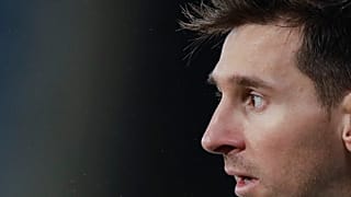 Argentina's Lionel Messi looks on during a Copa America soccer match against Bolivia at Arena Pantanal stadium in Cuiaba, Brazil, Monday, June 28, 2021.