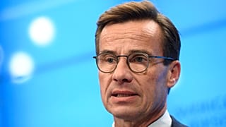 Swedish Moderate Party leader Ulf Kristersson speaks during a press conference in Stockholm.