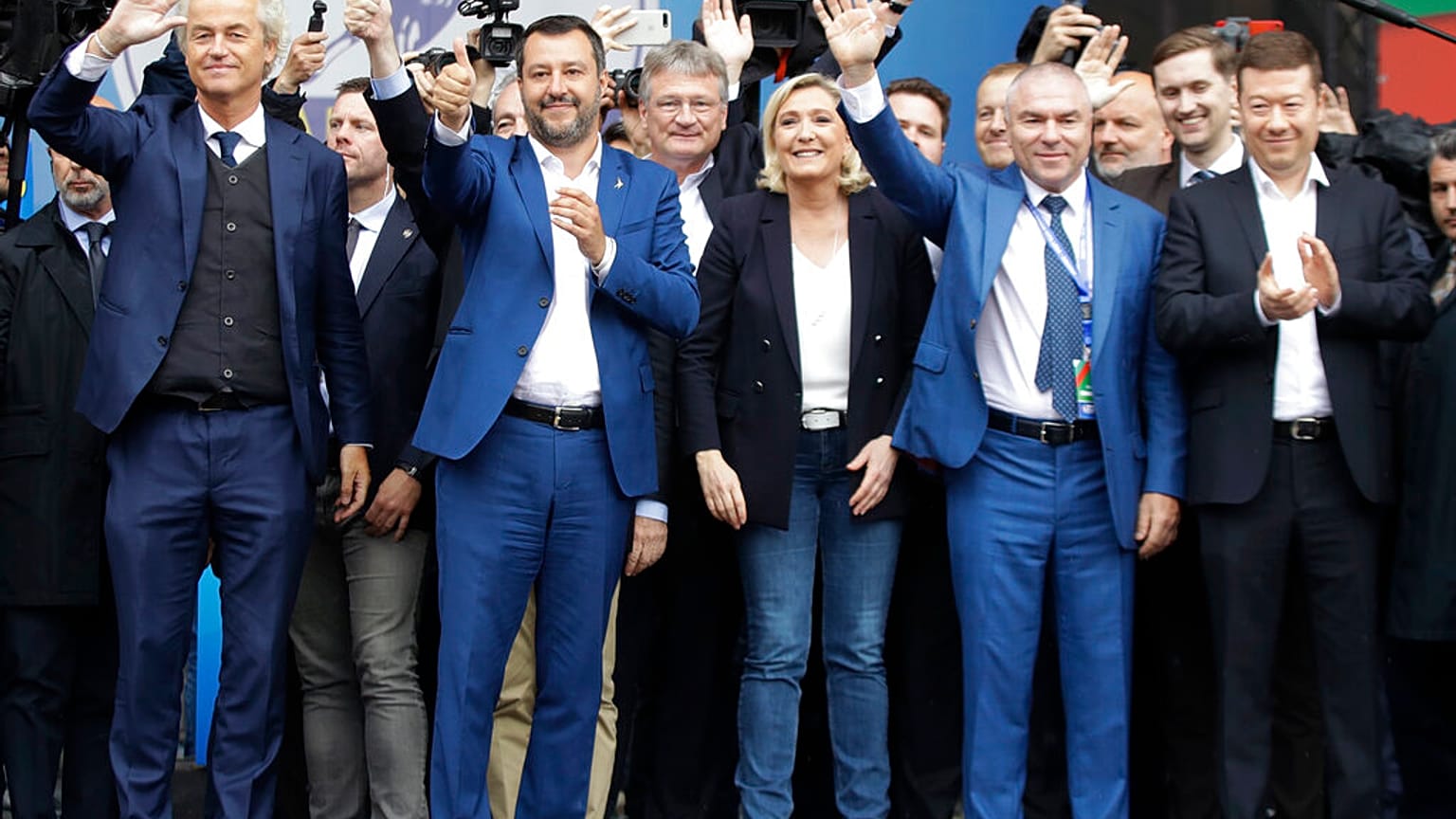 Archivaufnahme eines Treffens mehrerer populistischer Parteien in Europa