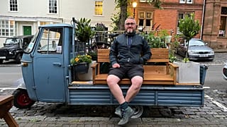 Adam Tranter created a mini parklet out of a flatbed truck