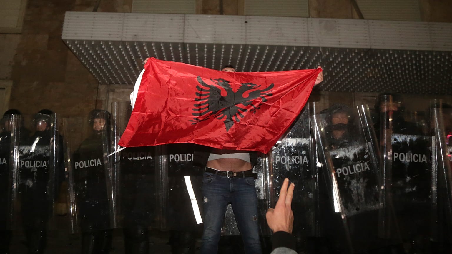 Three senior police officers were among those arrested, Albanian authorities said.