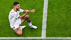 Italy's Lorenzo Insigne celebrates after scoring his team's second goal during the European Football Championship.