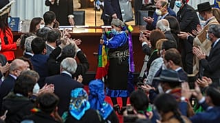 La presidenta Elisa Loncón cuando fue elegida el 4 de julio