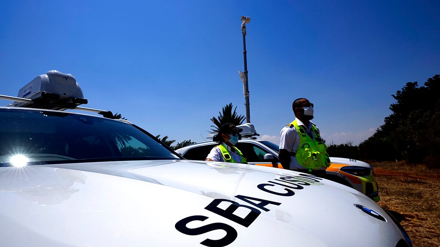 A view of a police customs vehicle near Dhekelia military base