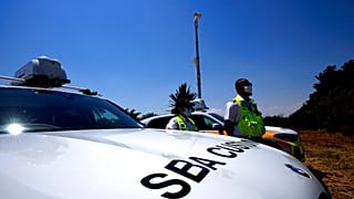 A view of a police customs vehicle near Dhekelia military base