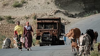 Photo prise sur la route près de Dansa, au sud-ouest de Mekele (Tigré, Ethiopie), le 20/06/2021